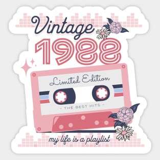 Vintage 1988 Limited Edition Music Cassette Birthday Gift Sticker